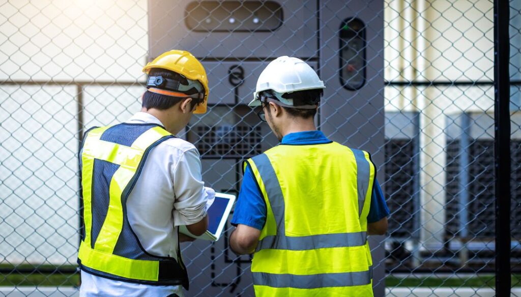 Commissioning engineer performing diagnostics on mission-critical equipment to prevent downtime.
